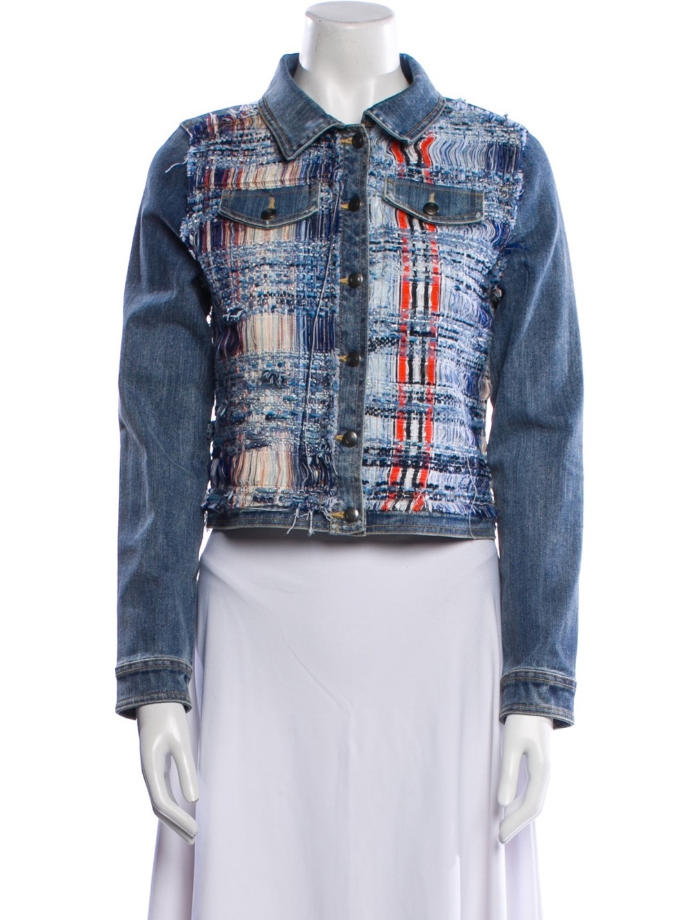 Ramy Brook Tweed Embellished Jean Jacket Medium